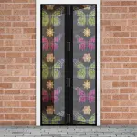 Magnetisches Fliegengitter für Türen mit Blumen- und Schmetterlingsmotiv – 100 x 210 cm