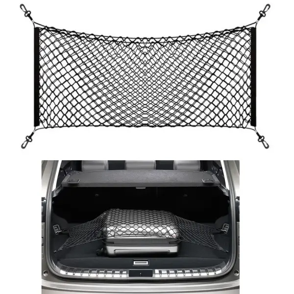 Kofferraumnetz Auto 110 x 42 cm – Elastisches Gepäcknetz zur Ladungssicherung, Schwarz