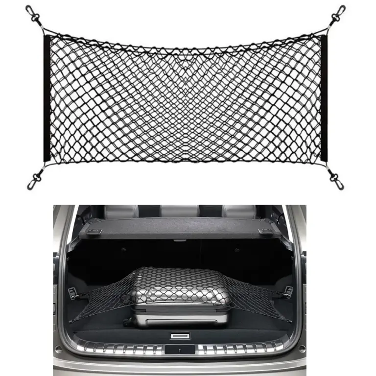 Kofferraumnetz Auto 110 x 42 cm – Elastisches Gepäcknetz zur Ladungssicherung, Schwarz