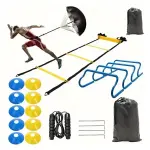 Komplettes Trainingsset: Koordinationsleiter, Hütchen, Hürden und Speed-Power-Schirm