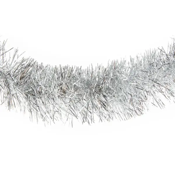 Silberne Weihnachtsgirlande – 200 cm lang – 10 cm Durchmesser
