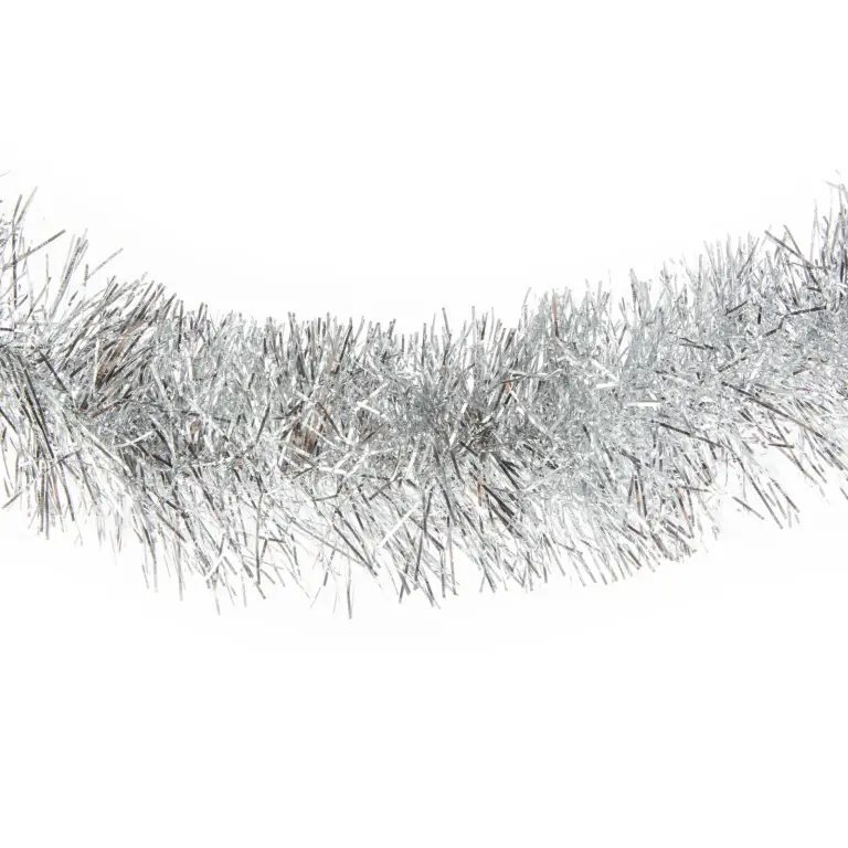 Silberne Weihnachtsgirlande – 200 cm lang – 10 cm Durchmesser