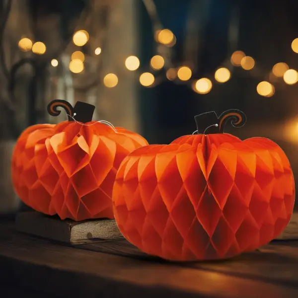 Halloween-Kürbislampions aus Papier – 25/30 cm – 2 Stück