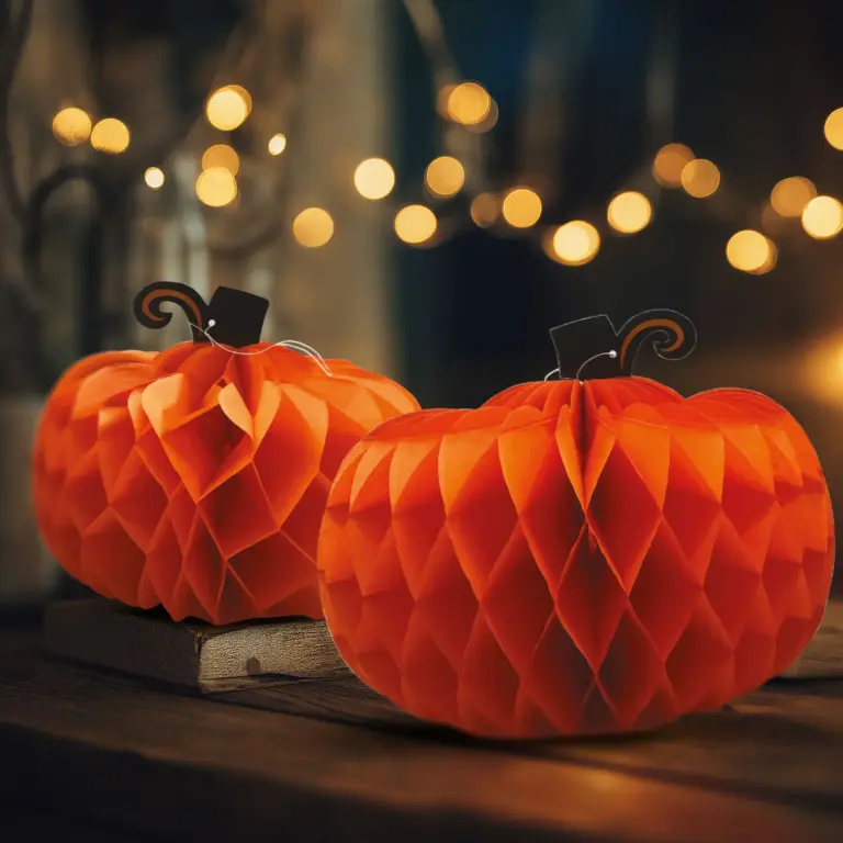 Halloween-Kürbislampions aus Papier – 25/30 cm – 2 Stück