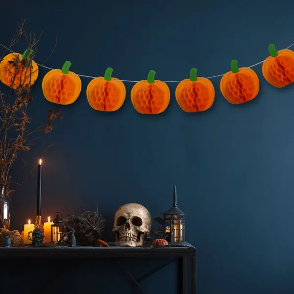 Halloween-Kürbislampion-Girlande – Papier – 2 m