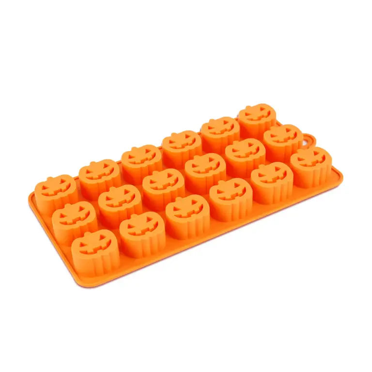 Halloween-Silikon-Eiswürfelform – 18 Kürbismotive – 21 × 11 cm