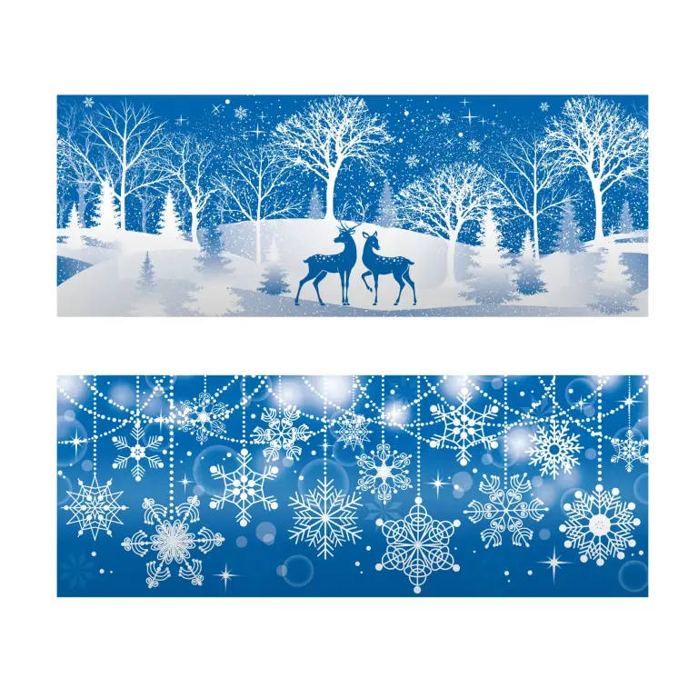 Weihnachtliche Fensterdekoration mit Glitzer – Transparent – 53 × 21 cm – 2 Designs