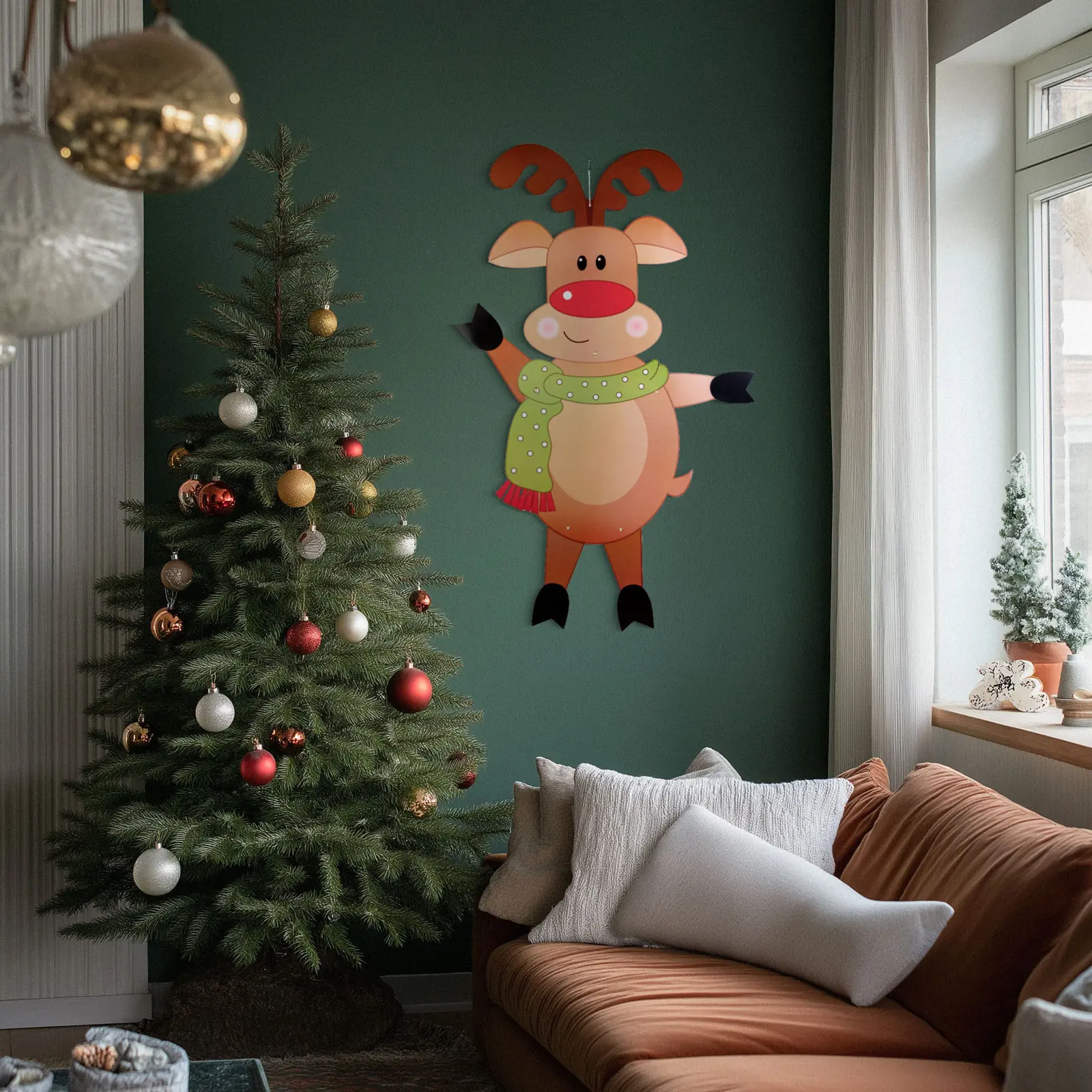 Weihnachtsdekoration Rentier aus Papier – Bewegliche Figur zum Aufhängen – 90 cm Weihnachtsdekoration Rentier aus Papier – Bewegliche Figur zum Aufhängen – 90 cm