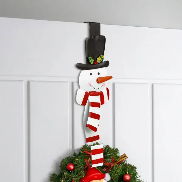 Weihnachtlicher Türhänger mit Schneemann – 38 cm – Metall