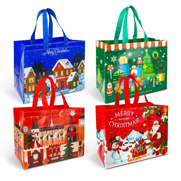 Weihnachts-Geschenktüte – 31 × 25 × 17 cm – 4 verschiedene Designs