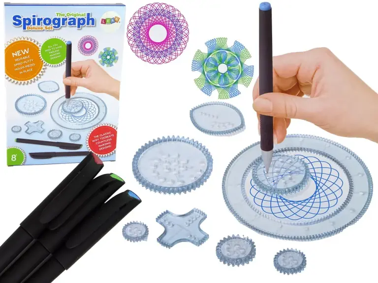 Spirograph-Zeichenset mit Filzstiften und geometrischen Schablonen – Kreatives Lernspielzeug