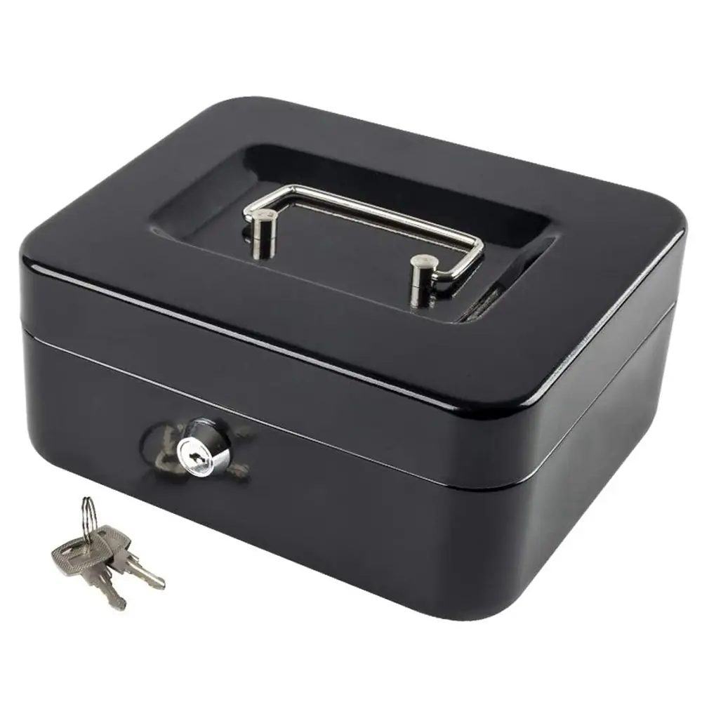Metall-Geldkassette mit Schloss – Dokumenten- und Wertsachenbox – 15 × 12 × 8 cm – Schwarz Metall-Geldkassette mit Schloss – Dokumenten- und Wertsachenbox – 15 × 12 × 8 cm – Schwarz