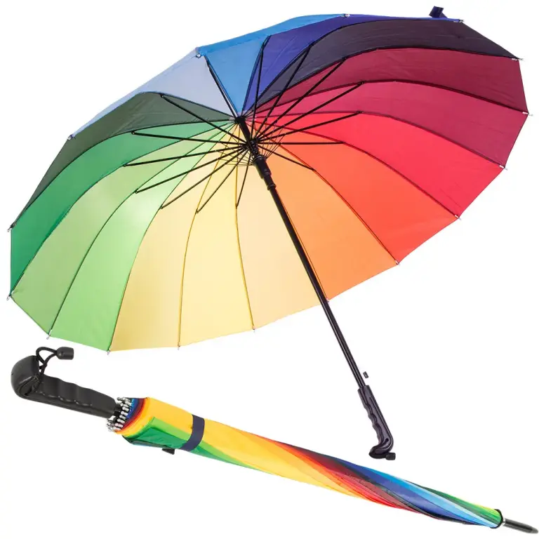 Großer automatischer Regenbogenschirm – Windbeständig – Mehrfarbig