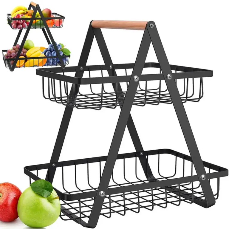 Küchenorganizer mit 2 Ebenen – Metallregal im Loft-Stil – Schwarz – 33 × 20,5 × 31 cm